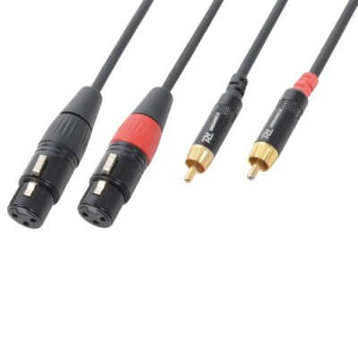 PDC CX68-1 1.5M Signal Lead cable featuring 2X XLR Female connectors and 2X RCA Male connectors.