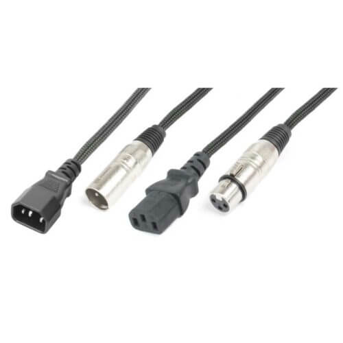 Power Dynamics CX09-5 Light Combi Cable featuring IEC M/XLR M and IEC F/XLR F connectors, 5 meters long.