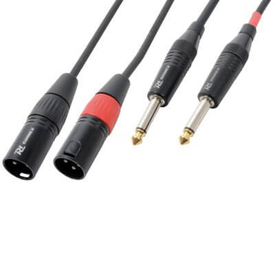 PDC CX64-3 3M Signal Lead cable featuring 2 XLR male connectors and 2 6.3mm mono jack connectors.