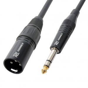 POWER DYNAMICS CONNEX 1.5M XLR Male to 6.3mm Stereo Jack Signal Lead displayed in a product image.