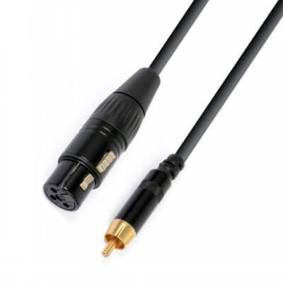 Image of the POWER DYNAMICS CONNEX CX54-3 signal lead featuring a 3-meter XLR female to RCA male connection.