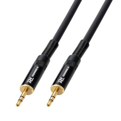 Power Dynamics 3.5mm stereo male to stereo male signal lead, 6 meters long, suitable for audio connections.