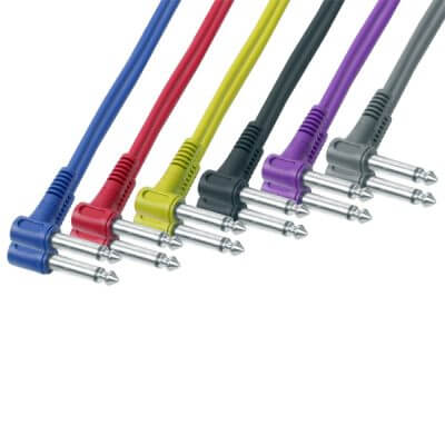 Power Dynamics Connex 0.5M Patch Leads with 6.3M connectors, available in a set of 6 colorful cables.