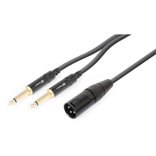 PDC CX56-1 Signal Lead cable featuring 1x XLR Male connector and 2x 6.3 Mono Male connectors, 1.5 meters in length.