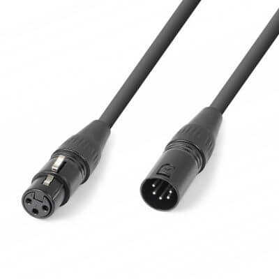 PDC DMX3F5M 3P XLR SKT to 5P XLR PL DMX Converter Cable