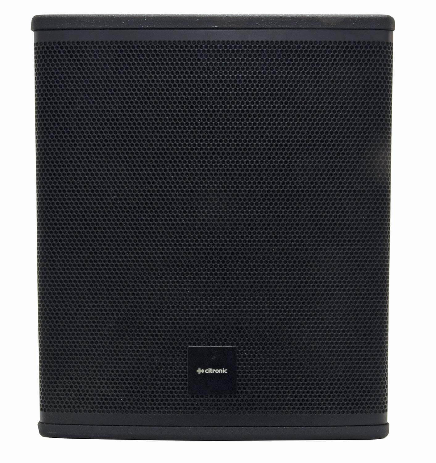 Citronic CASA-12BA Active Subwoofer featuring a 12-inch speaker, designed for powerful sound delivery with a 400W RMS output.
