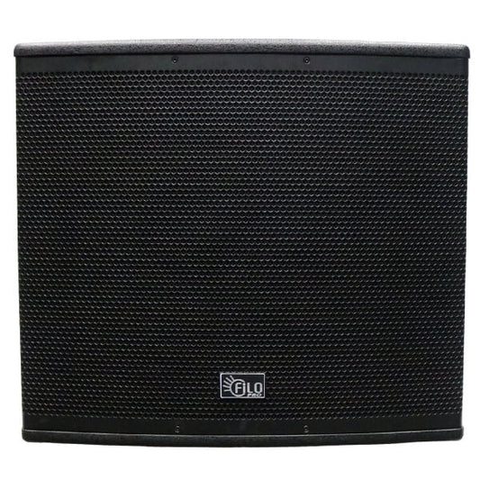 Filo FCP18SA PRO Active Subwoofer showcasing its powerful 18-inch design and robust build for enhanced bass performance.
