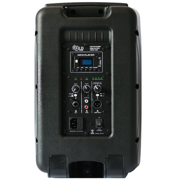 FILO FCP8A Pro Active Moulded Speaker featuring USB, MP3, and SD connectivity, showcasing an 8-inch driver with 120W power.