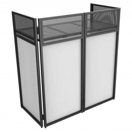 VONYX DB4 PRO Foldable DJ Booth featuring customizable screens for DJs.