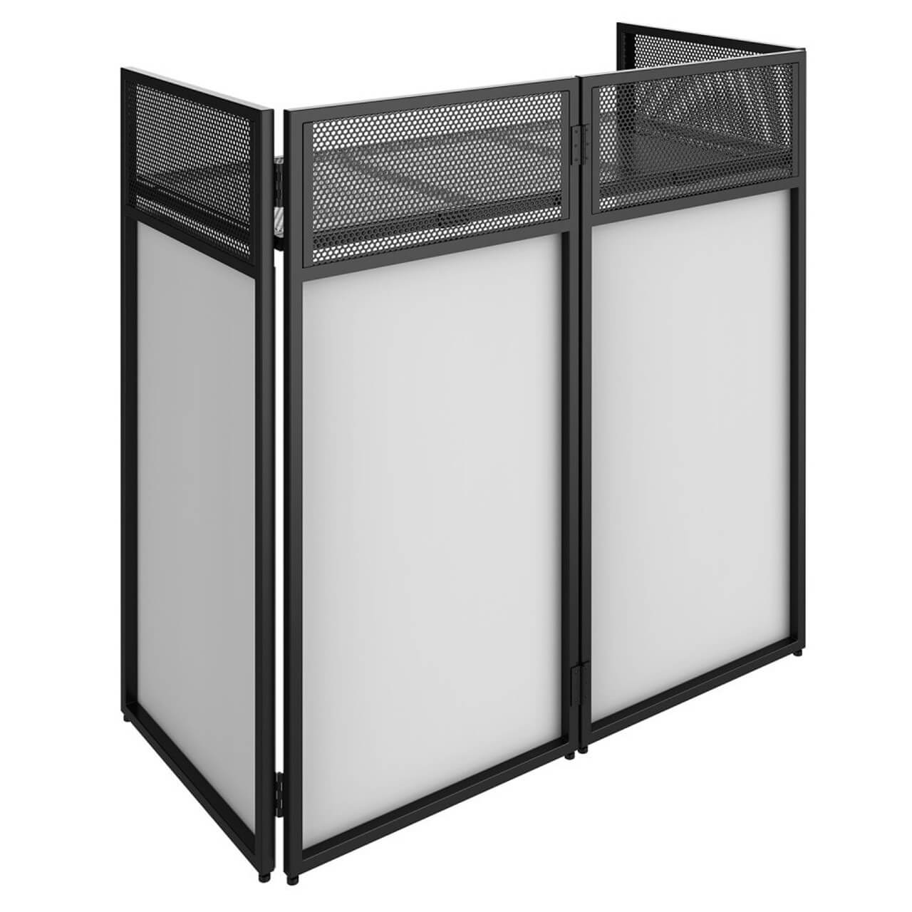 VONYX DB4 PRO Foldable DJ Booth featuring customizable screens, showcasing its design and functionality.
