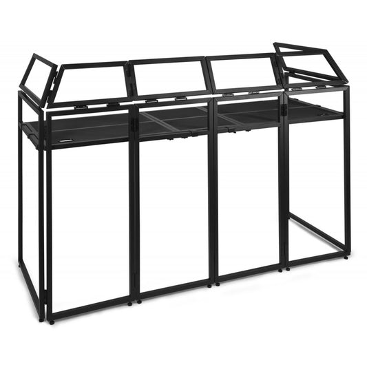 VONYX DB5 PRO DJ BOOTH displayed with a lightweight aluminum structure and a Lycra cover, designed for DJs.