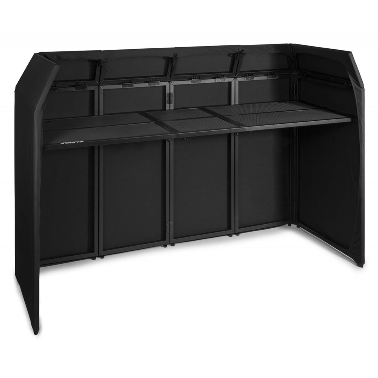 VONYX DB5 PRO DJ BOOTH displayed in a large, lightweight aluminum folding design with a Lycra cover.