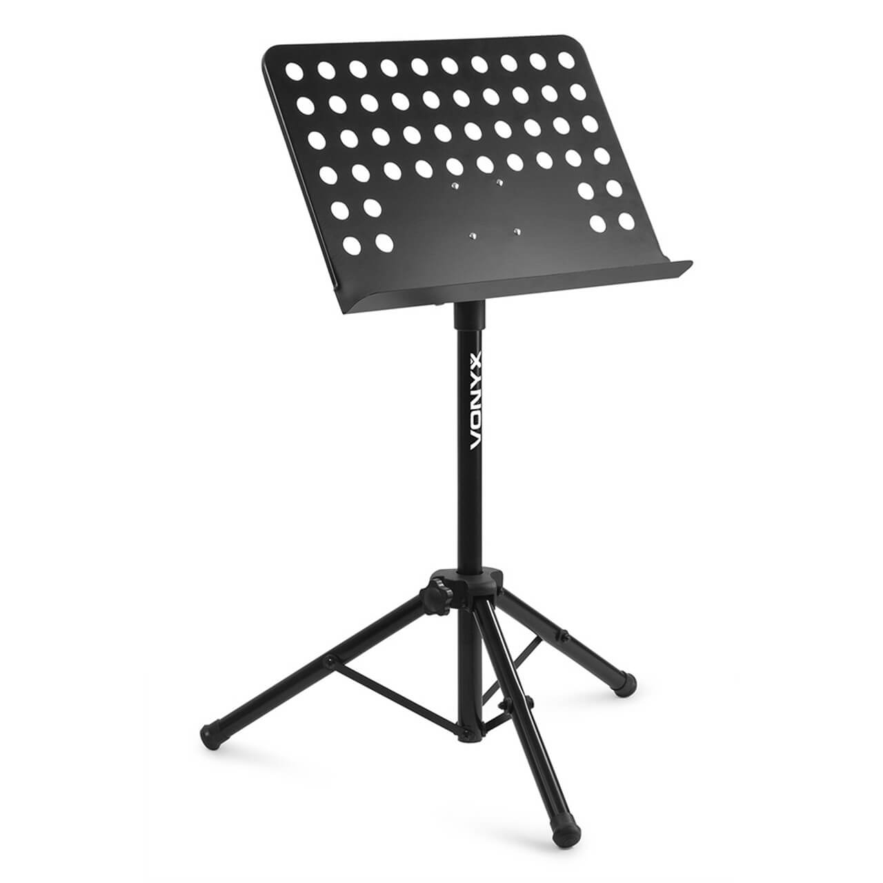 VONYX MSS01 Orchestra Music Sheet Stand featuring lightweight metal construction and adjustable height, ideal for musicians.