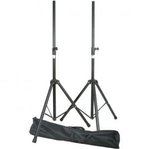 Filo Speaker Stand Kit - Pair with Carry Bag, featuring adjustable steel stands designed for large speakers.