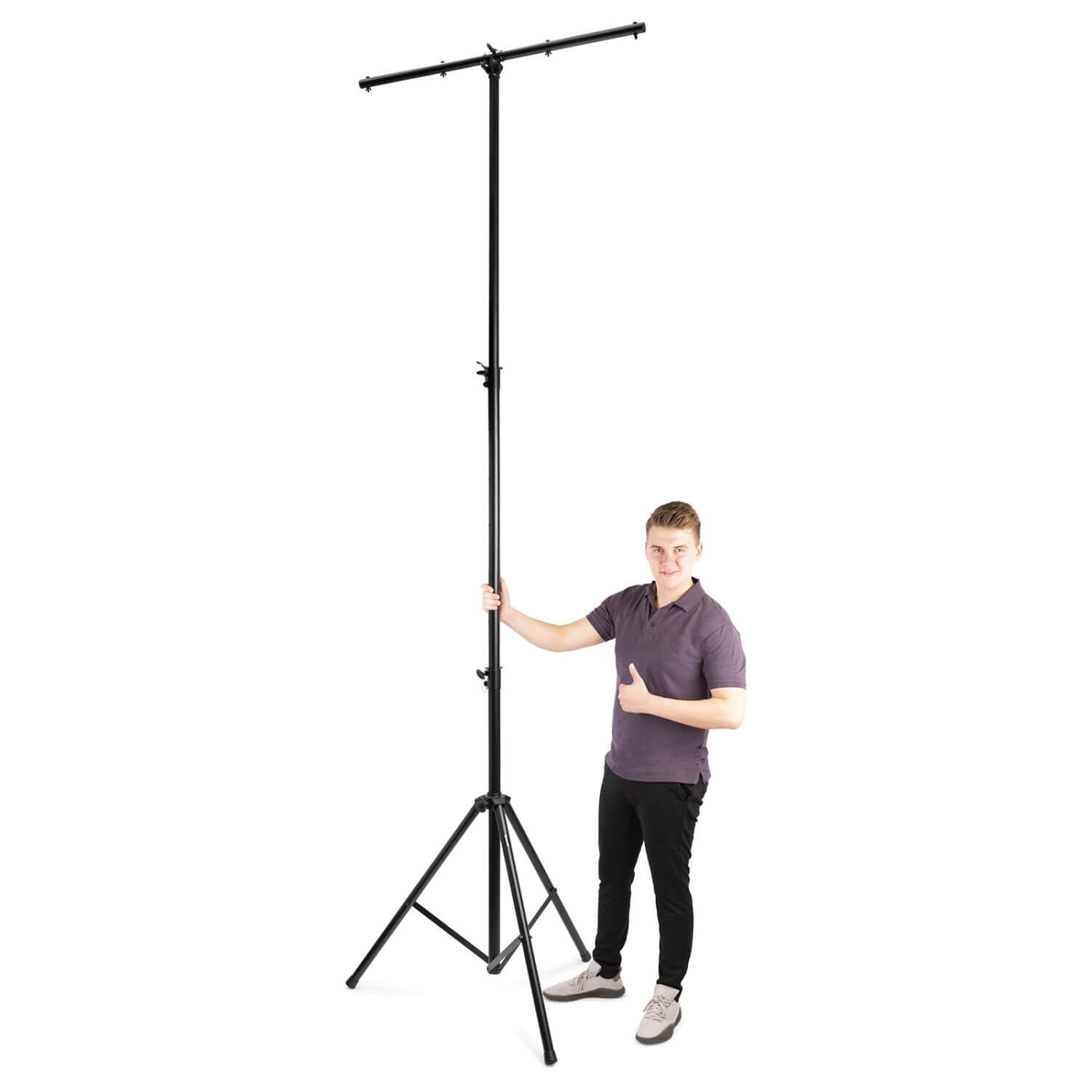Beamz LS30T 3-Meter T-Bar with Foldable Tripod Lighting Stand, 25kg Load - Side View
