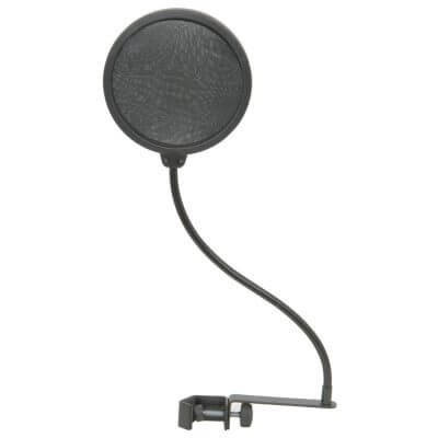 Citronic Dual Layer Microphone Pop Screen with a flexible neck design, 125mm in diameter.