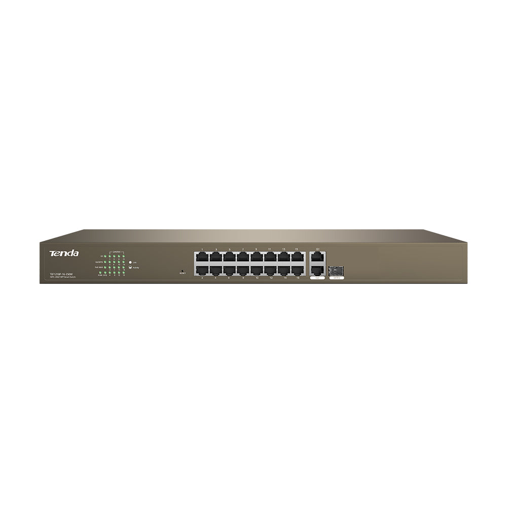 Tenda 16-Port Fast Ethernet PoE Switch 250W