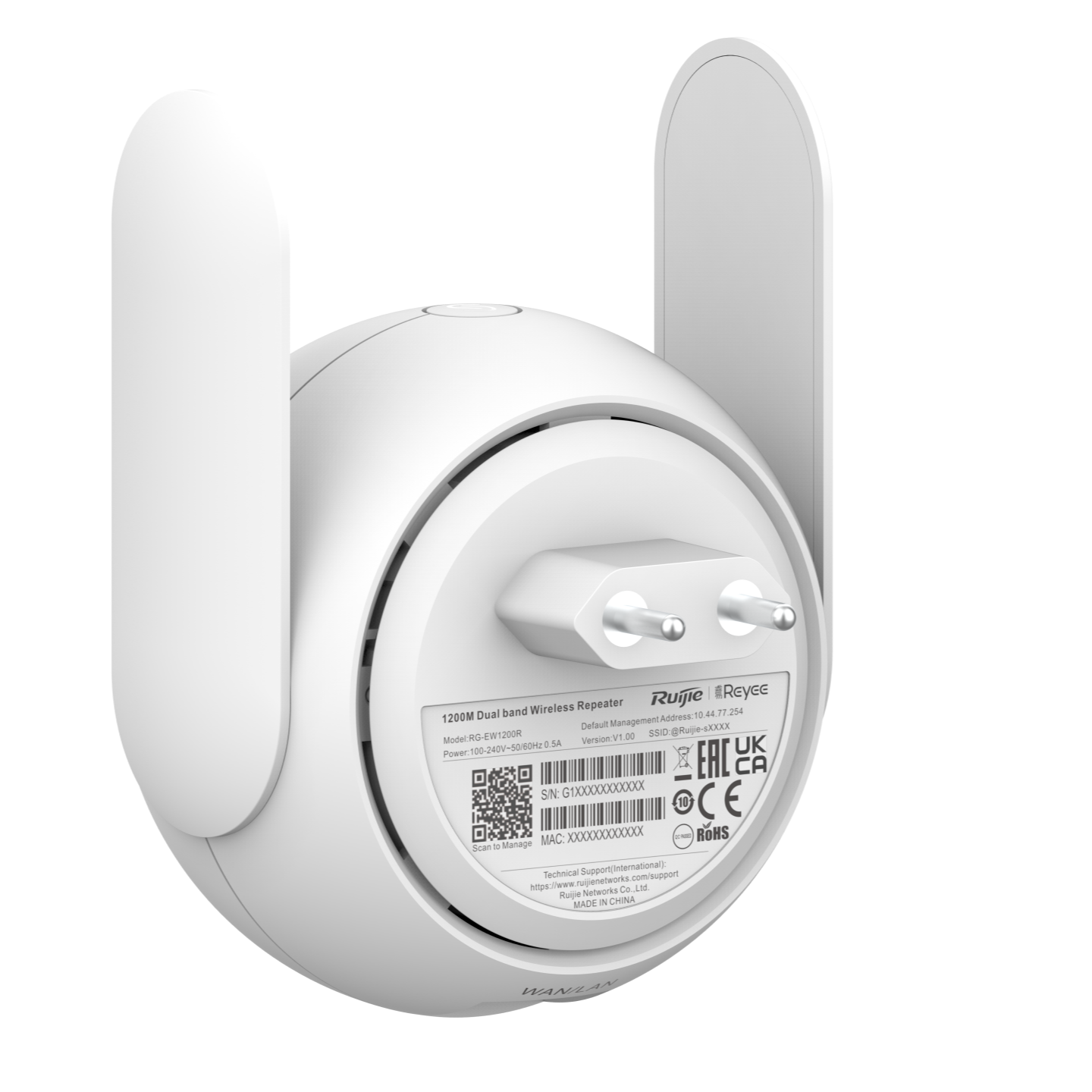Reyee Dual Band AC 1200Mbps Mesh Range Extender - 4dBi