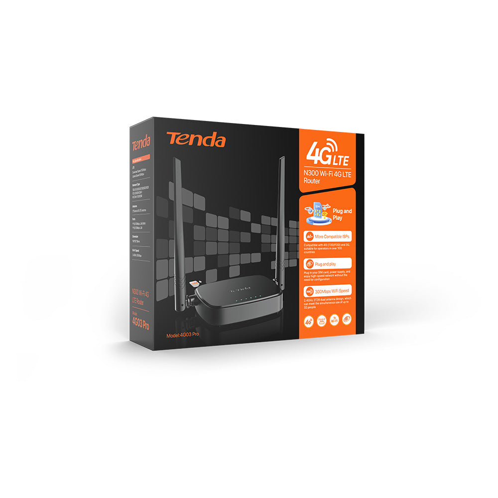 Tenda 4G03 Pro 4G LTE Router - 300 Mbps, CAT 4
