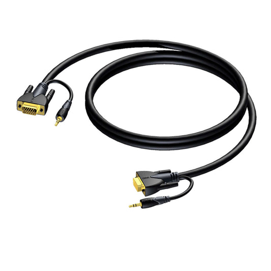 PROCAB CLV115 SVGA Male and 3.5 mm Jack Male Stereo Cable, 25 Meter length.