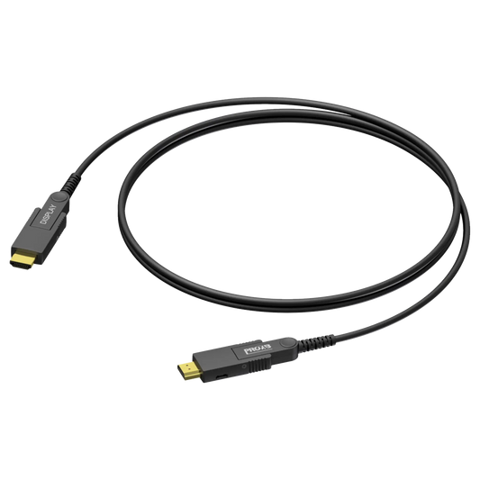 PROCAB CLV220A HDMI A Male to HDMI A Male Active Optical Cable, 30 Meter length with interchangeable connectors.