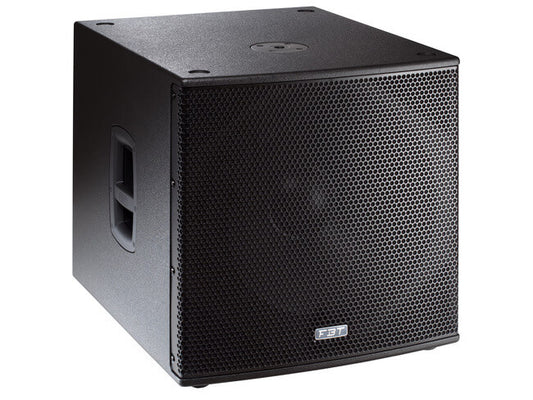 FBT SUBLINE118SA 18-inch 1200W RMS Reflex Active Subwoofer displayed at an angle.