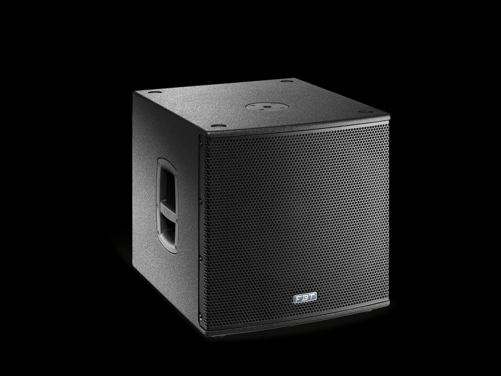 FBT SUBLINE115SA 15 inch 700W RMS Reflex Active Subwoofer displayed at an angle.