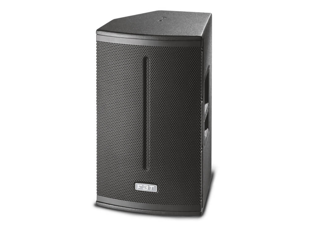FBT X-PRO115A 15-inch processed active speaker with Bluetooth functionality, showcasing its side view.
