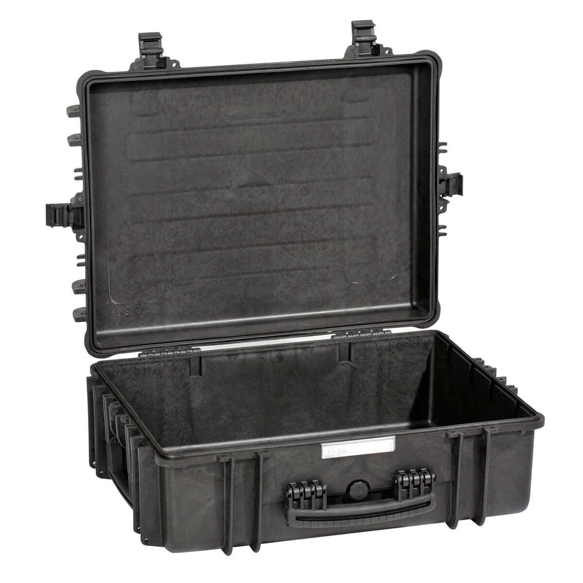 Black polypropylene carry case with cubed foam, measuring 448x364x148mm.