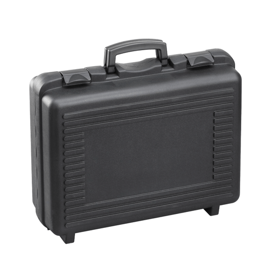 Black polypropylene carry case, empty, dimensions 482x375x184mm