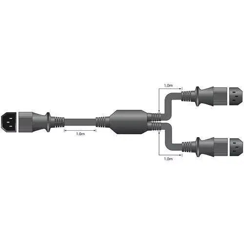 MERCURY IEC 'Y' Mains Adaptor Lead, 2M long black power splitter for connecting multiple devices.