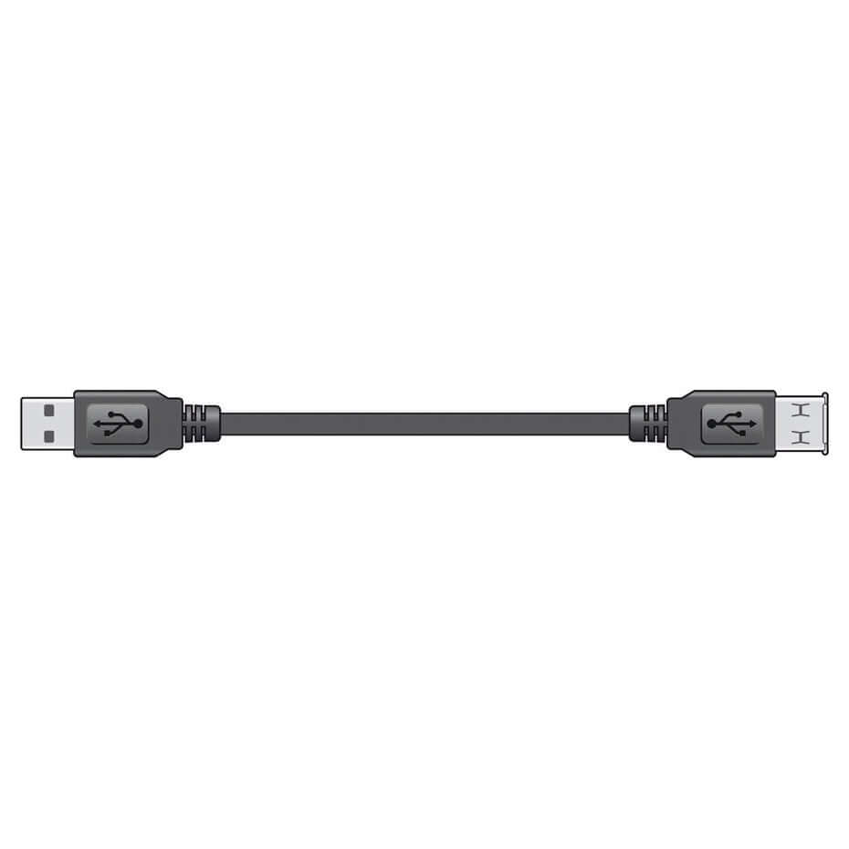 AV Link USB 2.0 A Plug to A Socket Extension Lead - 1.8m Black Cable