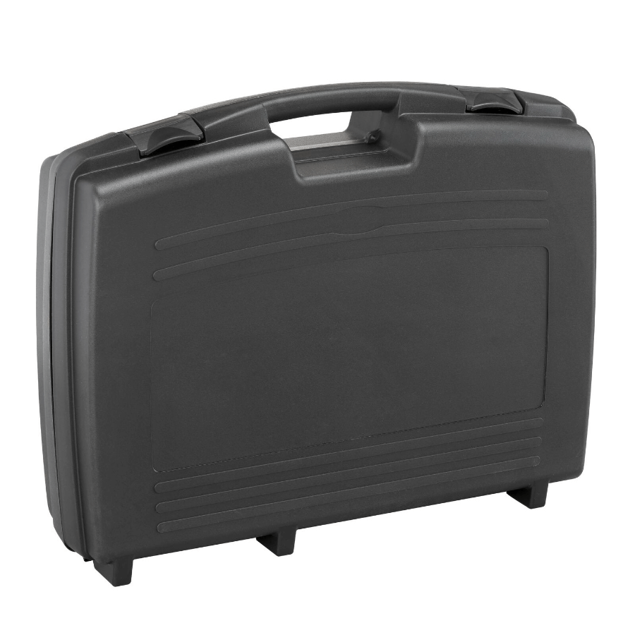 Black polypropylene carry case with cubed foam, dimensions 515x415x135mm.