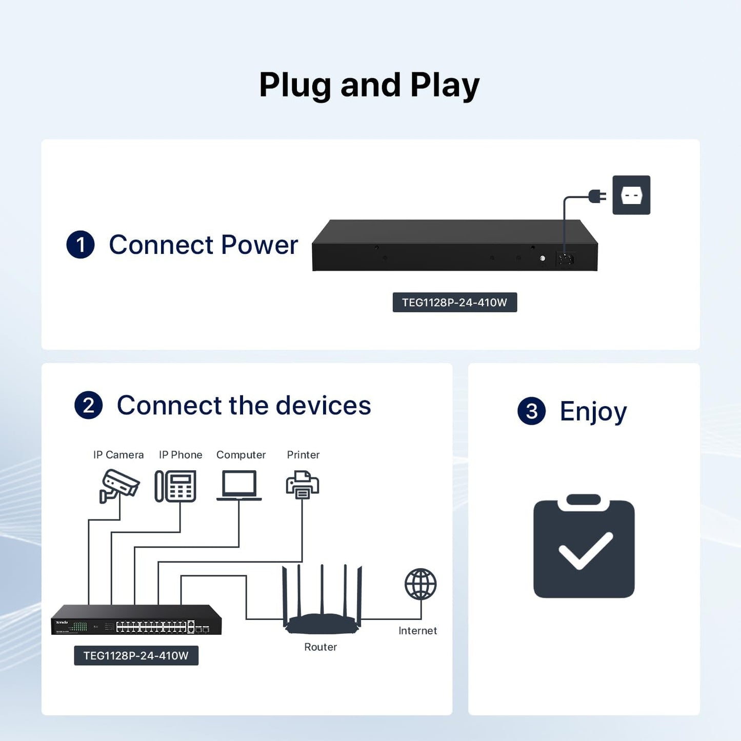 Tenda 24-Port Gigabit PoE Switch - 2 SFP Ports