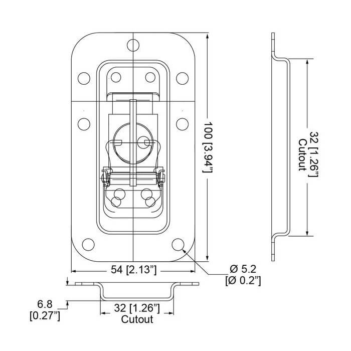 Image of a Penn Elcom 2 Unit Rack Lid Latch, showcasing its design and features.