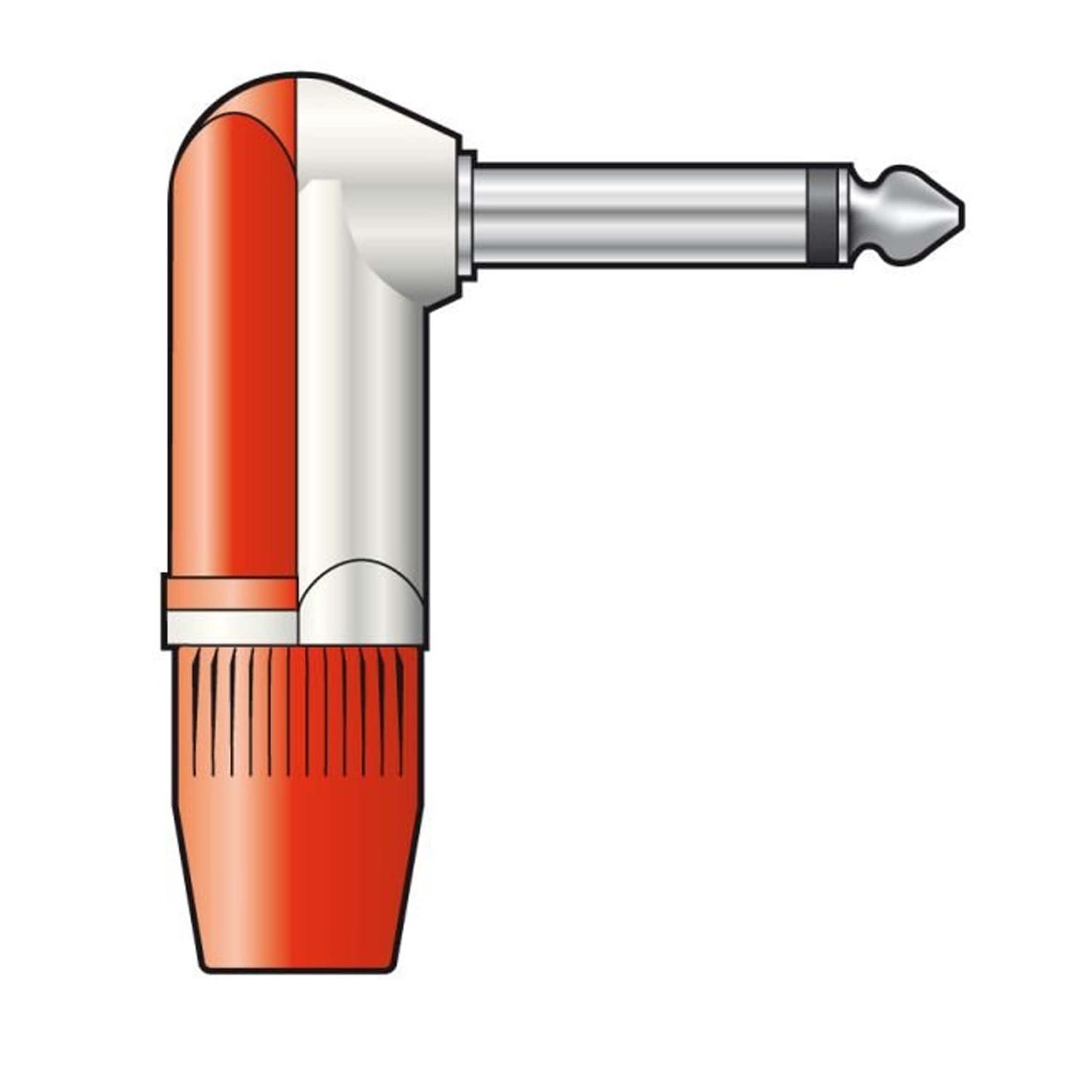 TVA 6.3MM right-angled mono plug in red, showcasing a heavy-duty metal connector.