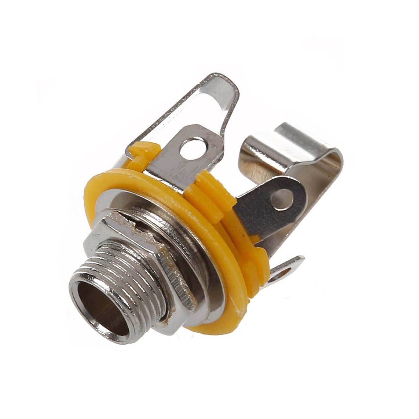 TVA 6.3MM stereo socket without switch made of metal, showcasing its durable construction.