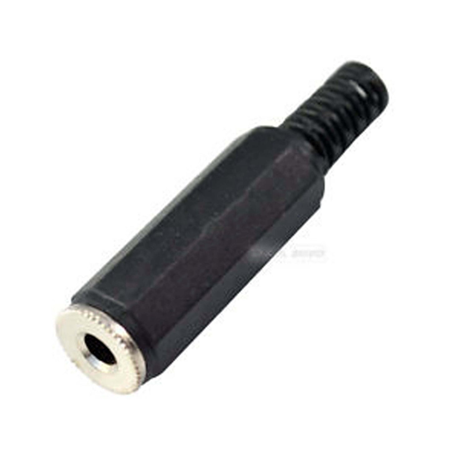 High-quality TVA 3.5MM mono inline socket moulded in black, designed for audio connectivity.