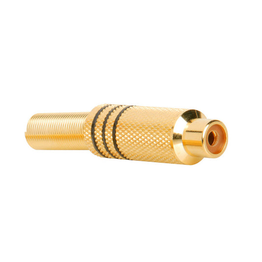 TVA RCA Inline Socket featuring a gold and black connector designed for optimal audio performance.