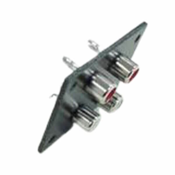 Skytronic 755.411 RCA Chassis Socket Plate 4P - 4 Way RCA Terminal Wall Panel Plate Input Phono Chassis Female Socket Audio Connector