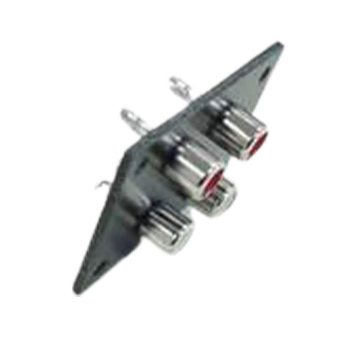 Skytronic 755.411 RCA chassis socket plate with 4 way RCA terminal wall panel input for audio connections.
