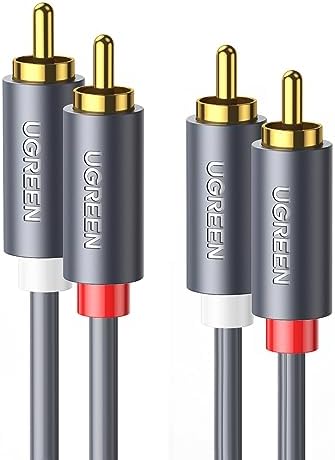 High-quality RCA audio cable with right-angle connectors in red and gold.