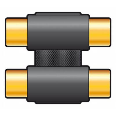 TVA Adaptor 2RCA Female to 2RCA Female, gold plated audio connector for high-quality sound transmission.