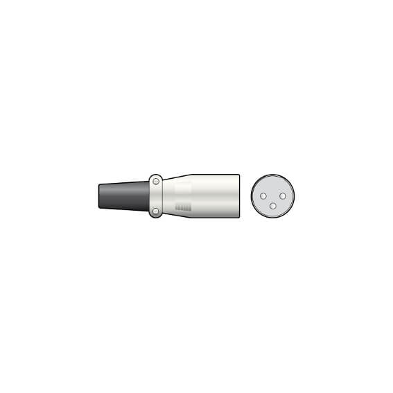 QTX 3-Pin Inline XLR Plug showing a durable metal connector with strain relief.