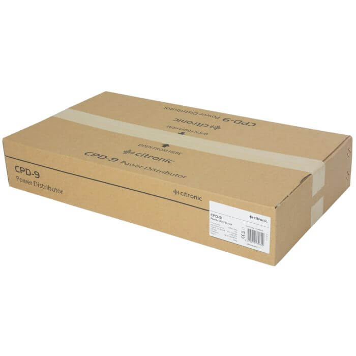 CITRONIC CPD-9 19 inch 8-Way IEC Power Distributor featuring surge protection and LED indicators.