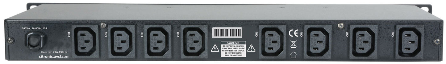 CITRONIC CPD-8C 8-Way IEC Power Conditioner with RFI/EMI Filter and LED Rack Lamps