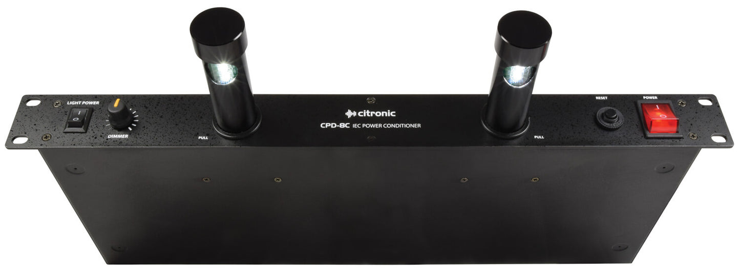 CITRONIC CPD-8C 8-Way IEC Power Conditioner with RFI/EMI Filter and LED Rack Lamps