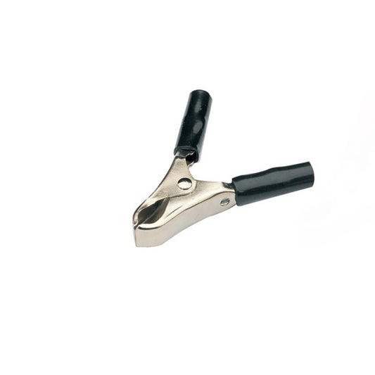 Image of TVA Battery Clips in black, measuring 22mm and rated for 30A, featuring heavy-duty crocodile clips.