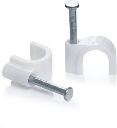 Image of HI PLAST Mercury Cable Clips in white, featuring a pack of 100 wire fasteners, designed for organizing and securing cables.