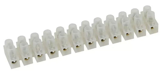 AV Link 786.401 Electrical Terminal Block Connector, 12 Way, 3A, Brass - Clear, showing the connector design and features.